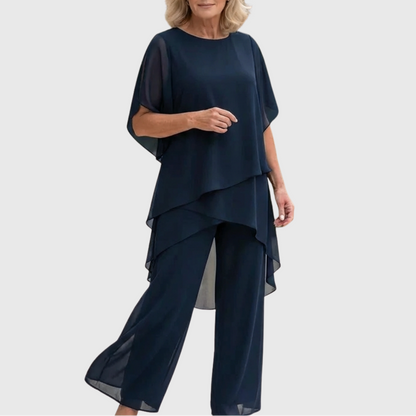 Ensemble avec pantalons palazzo drapés | Linda