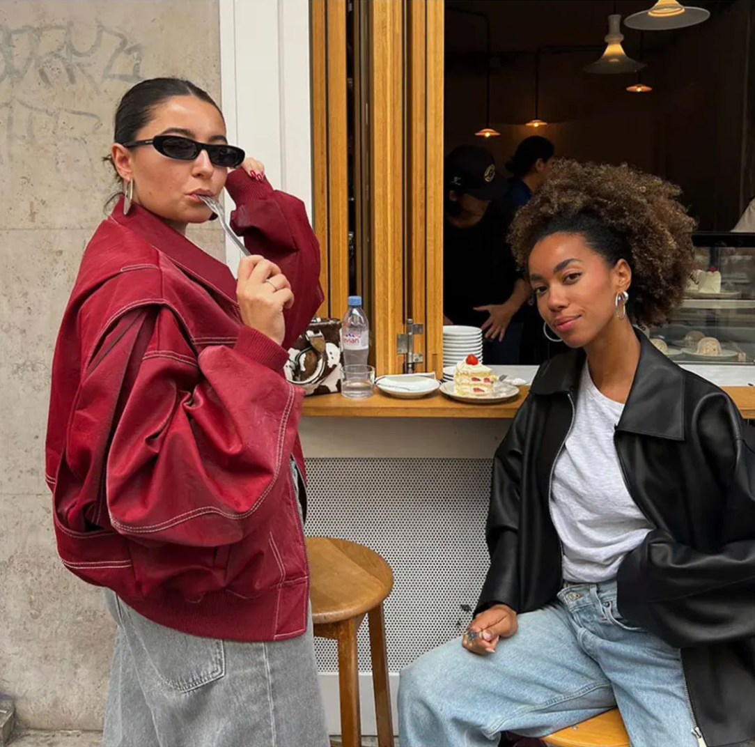 Faye™ - Veste en cuir surdimensionnée