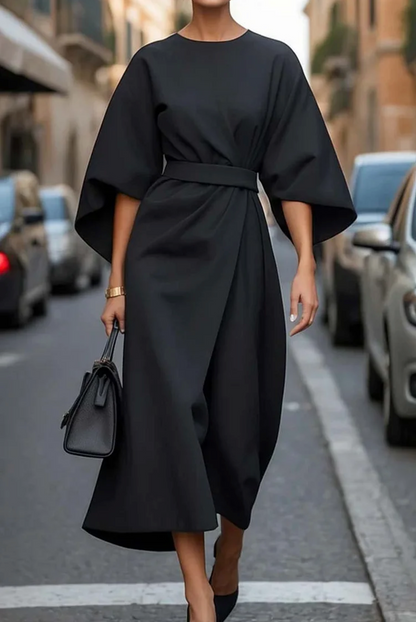 Louise | Robe longue drapée luxueuse avec ceinture