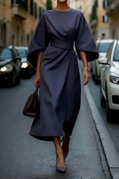 Louise | Robe longue drapée luxueuse avec ceinture