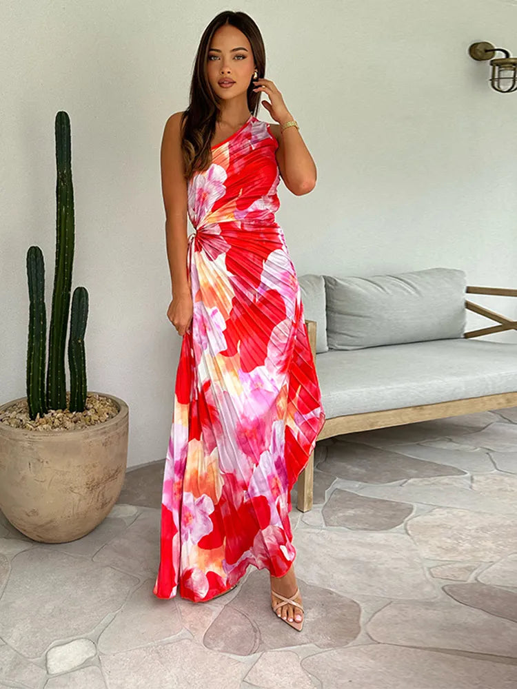 CARMINE – ROBE D'ÉTÉ PLISSÉE À UNE MANCHE