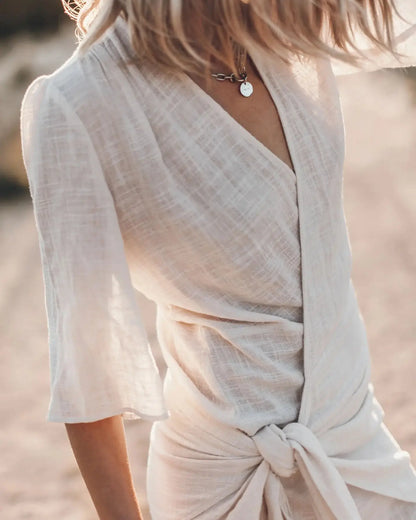 Angélin™ | Robe en lin avec décolleté en V