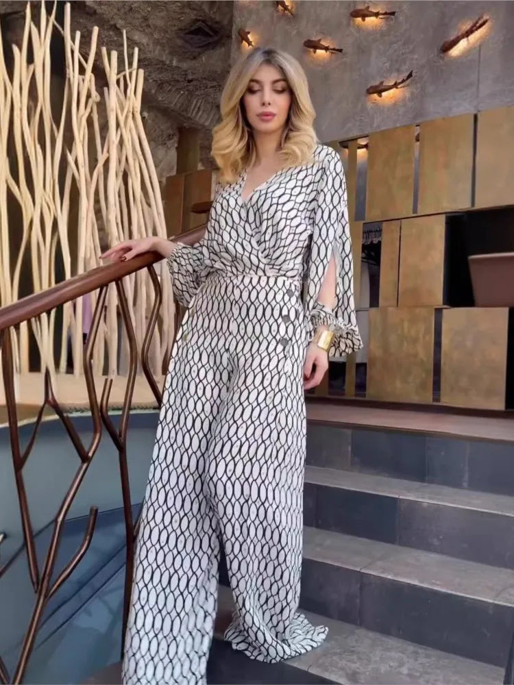 KARLA - ENSEMBLE ÉLÉGANT À JAMBE LARGE