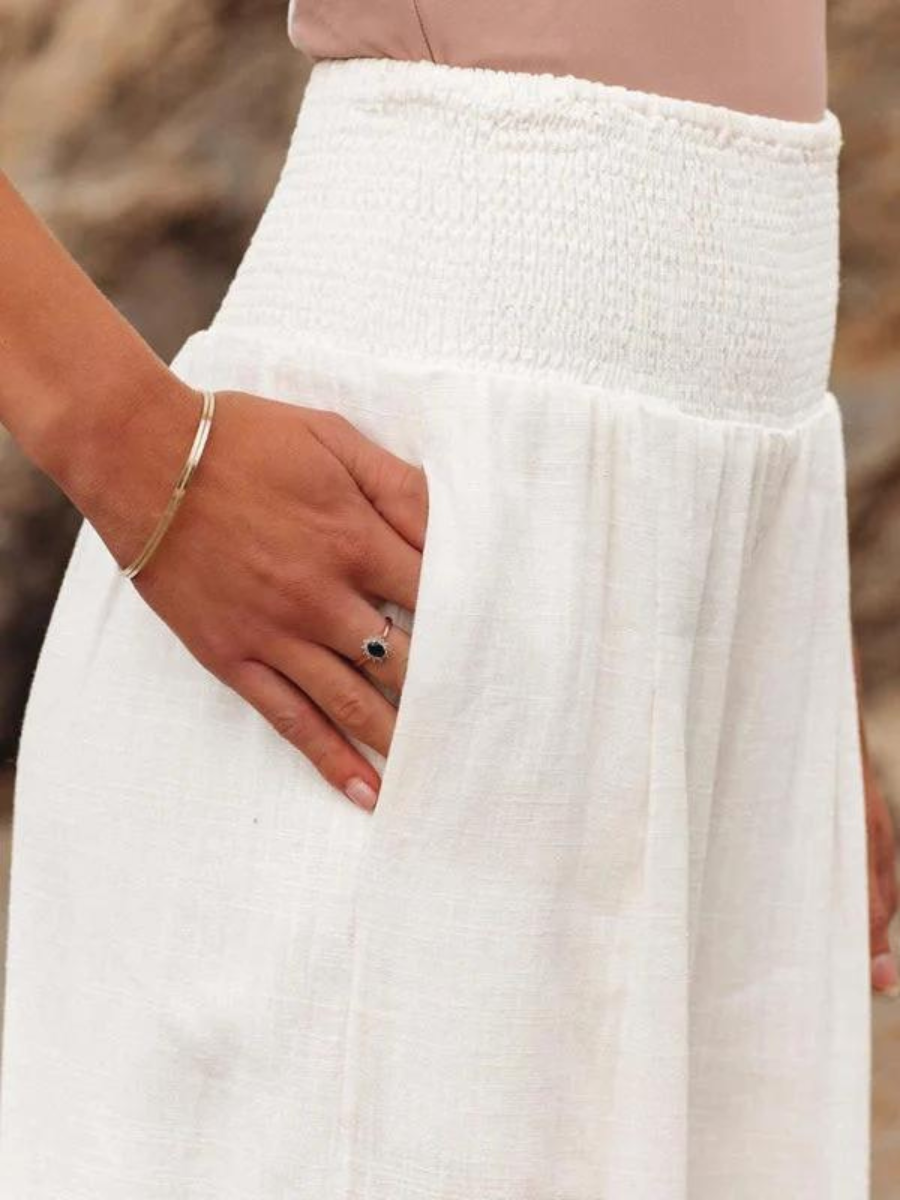Lily Pantalon de Plage Fluide avec Jambes Larges