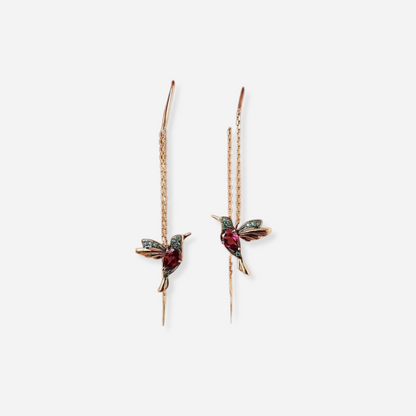 Boucles d'oreilles design colibri