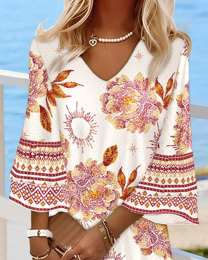 Cher Mini-robe unique à manches longues et imprimé floral