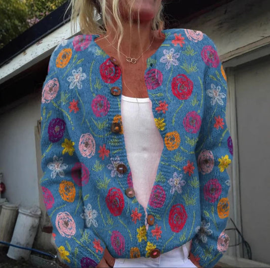 Tilda | Cardigan bleu à imprimé fleuri