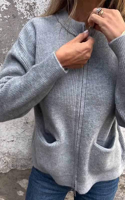 Odile™ - Veste tricotée en coton avec zip