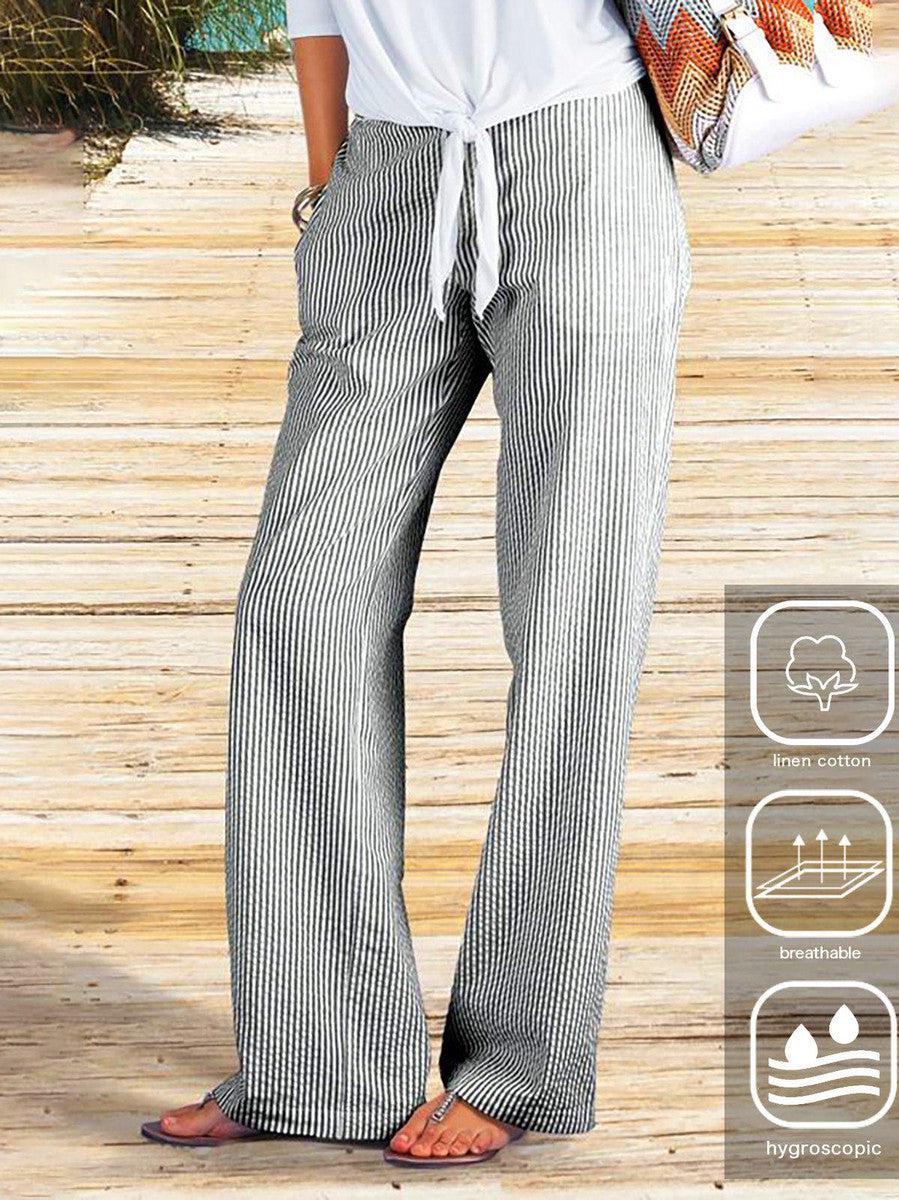 Pantalons à poches latérales rayés populaires