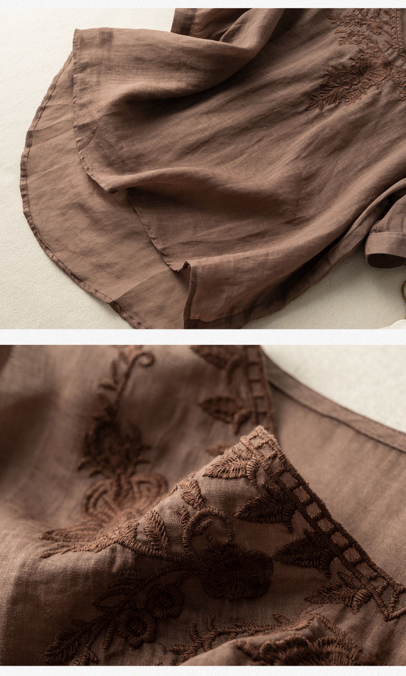 Ilona™ | Chemise col V brodée