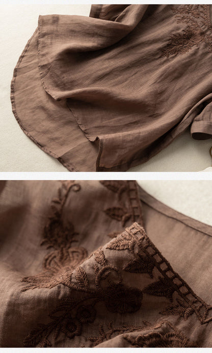 Ilona™ | Chemise col V brodée