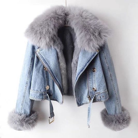 Celeste™ | Veste en jean biologique avec fourrure artificielle