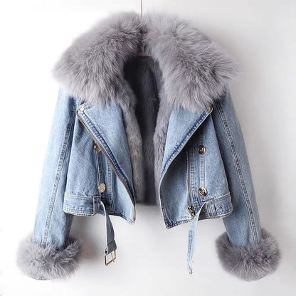 Celeste™ | Veste en jean biologique avec fourrure artificielle