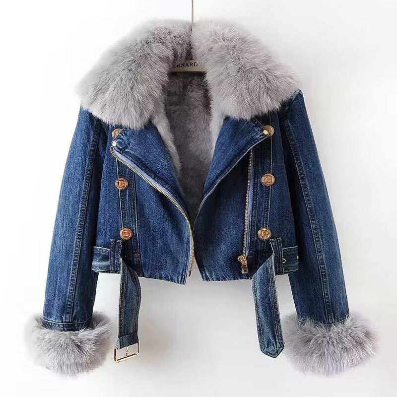 Celeste™ | Veste en jean biologique avec fourrure artificielle
