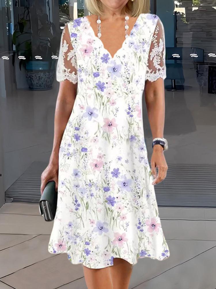 Sam Mini-robe à manches courtes et imprimé floral jeune