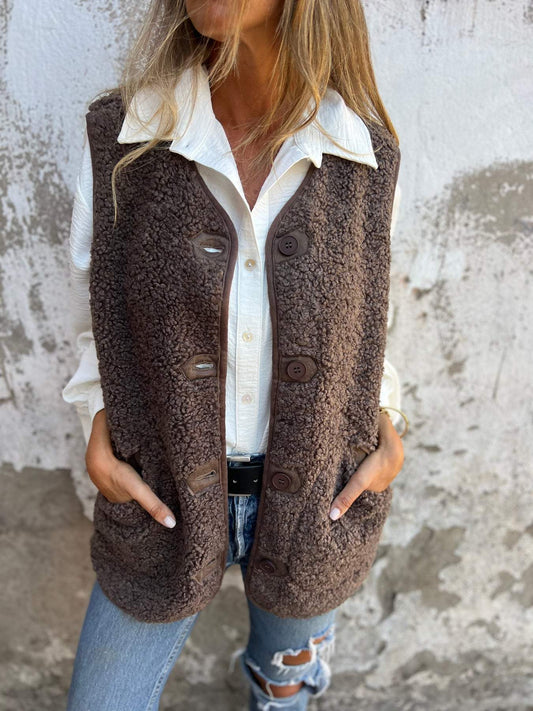 Vyera™ | Gilet femme court et chaud avec boutons