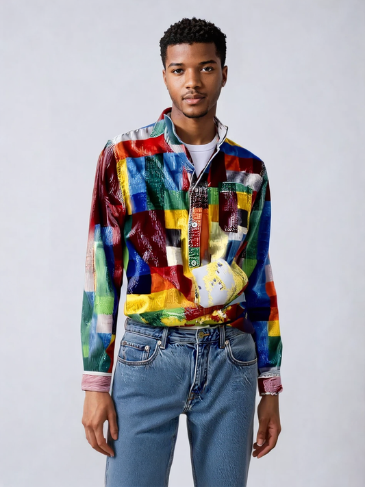 Léo – Chemise Vintage à Carreaux avec Revers et Poches