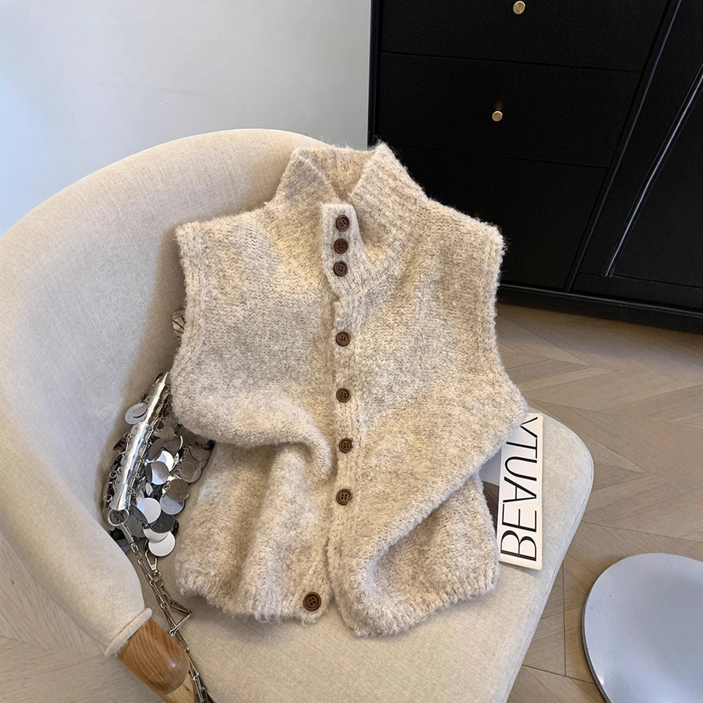 STACY - GILET EN TRICOT SANS MANCHES SOPHISTIQUÉ M - GILET EN TRICOT SANS MANCHES SOPHISTIQUÉ
