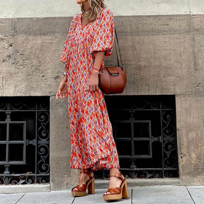 Robe longue bohème Mandy pour femme à manches bouffantes