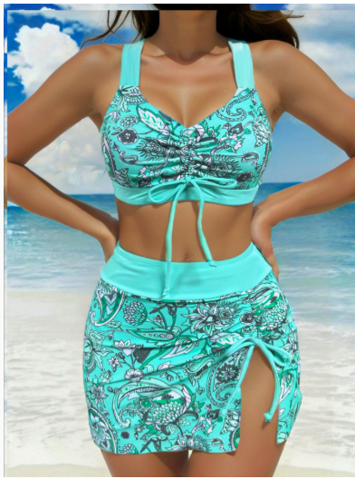 Théodora/ Maillot de bain deux pièces à motifs