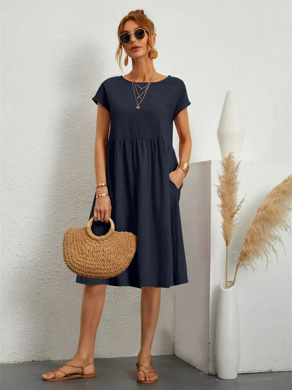 Sage – Robe décontractée à poches