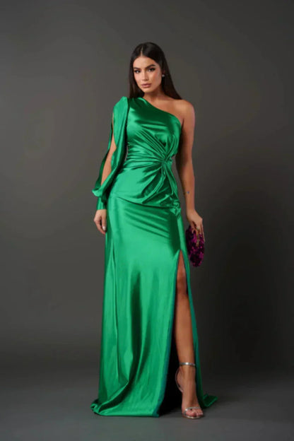 Araceli | Robe en satin à une manche