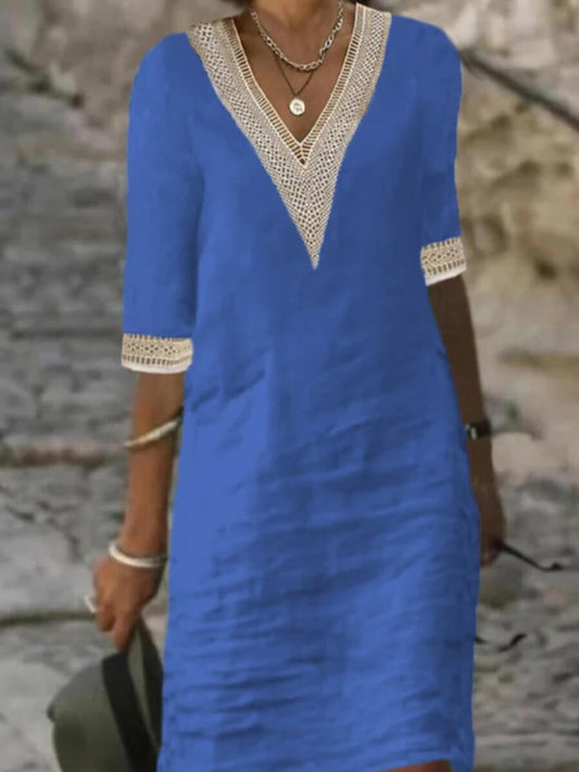 Hanna™ | Robe élégante à col en V avec bordure en crochet