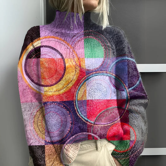 Mila | Pull col roulé tricoté coloré