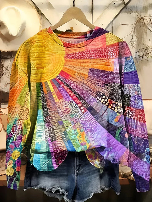 Quirine - Sweat-shirt Coloré Soleil-Collage