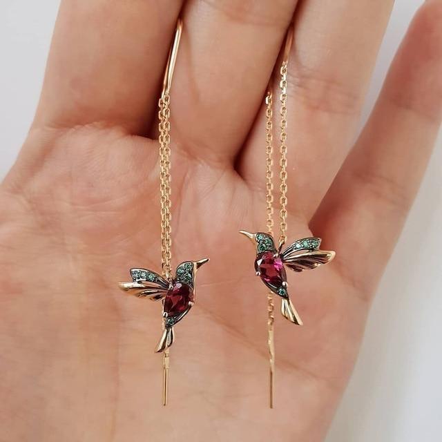 Boucles d'oreilles design colibri
