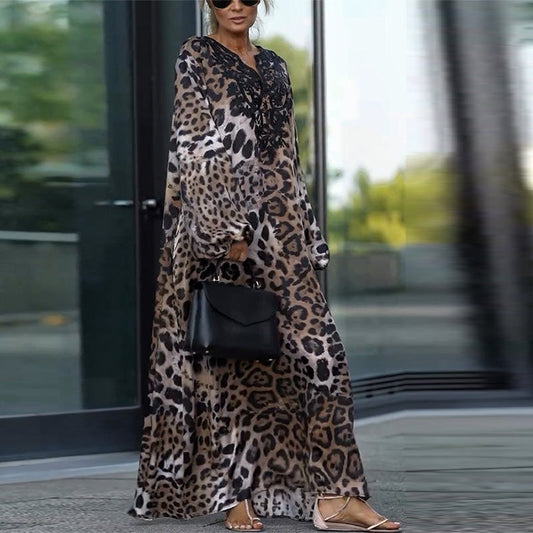 VIKI - ROBE CHIC DÉCONTRACTÉE À IMPRIMÉ LÉOPARD