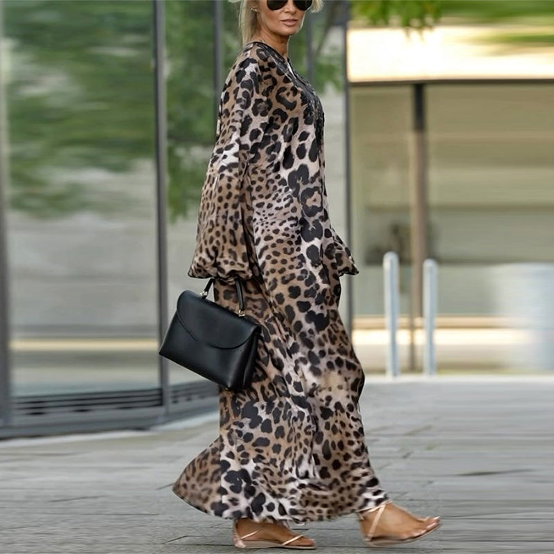 VIKI - ROBE CHIC DÉCONTRACTÉE À IMPRIMÉ LÉOPARD