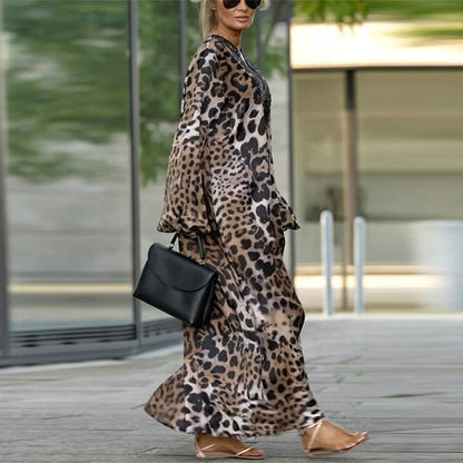 VIKI - ROBE CHIC DÉCONTRACTÉE À IMPRIMÉ LÉOPARD