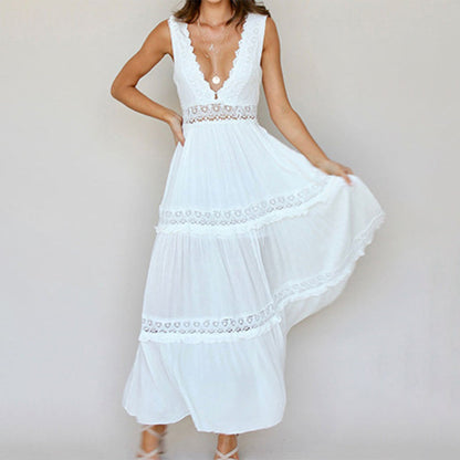 MISHA - ROBE LONGUE DÉCOLLETÉE EN V AVEC DOS EN DENTELLE