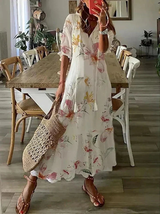Vilma | Robe d'été élégante à col en V